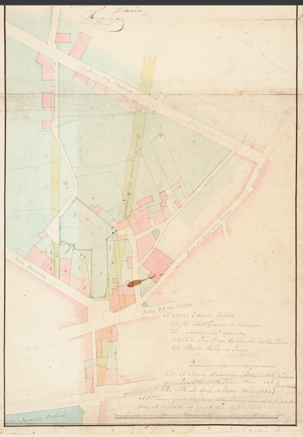 Nineteenth-century plan of the junction showing Rua de Poço das Patas and Rua 23 de Julho